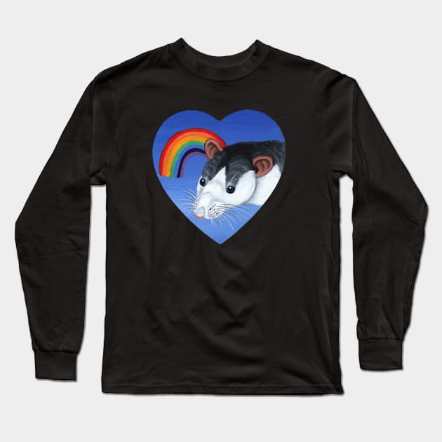 Rainbow Roan Rat Long Sleeve T-Shirt by WolfySilver